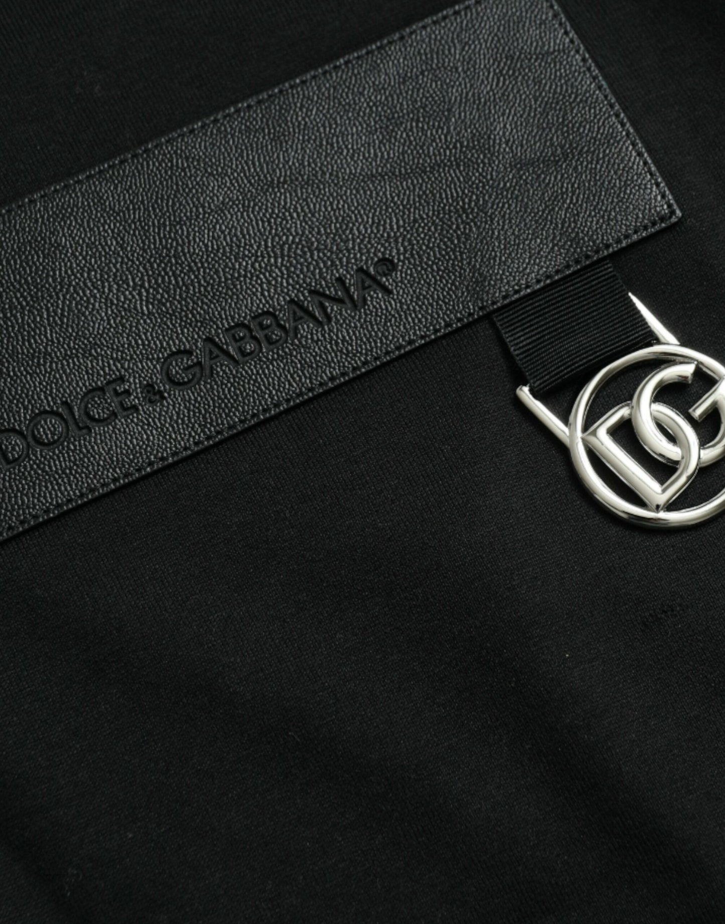 Dolce & Gabbana Black Logo Patch Cotton Crew Neck T-shirt
