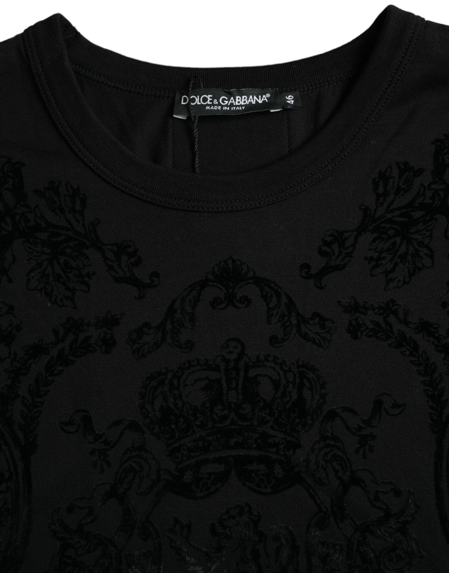 Dolce & Gabbana Black Lion Crown Logo Cotton Crewneck T-shirt