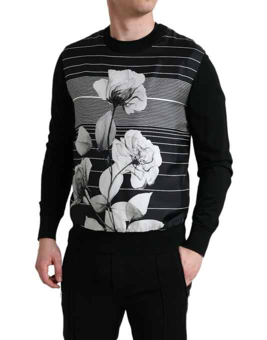 Dolce & Gabbana Elegant Floral Print Crew Neck Sweater