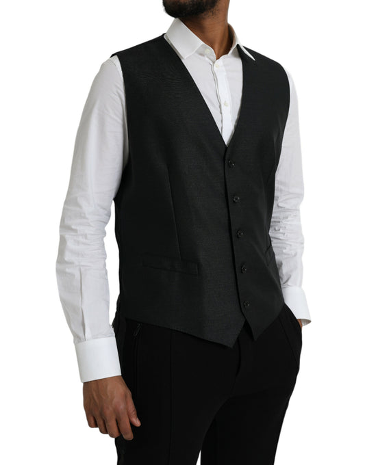 Dolce & Gabbana Black Wool Waistcoat Dress Formal Vest