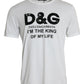 Dolce & Gabbana White D&G King Print Cotton Crewneck T-shirt