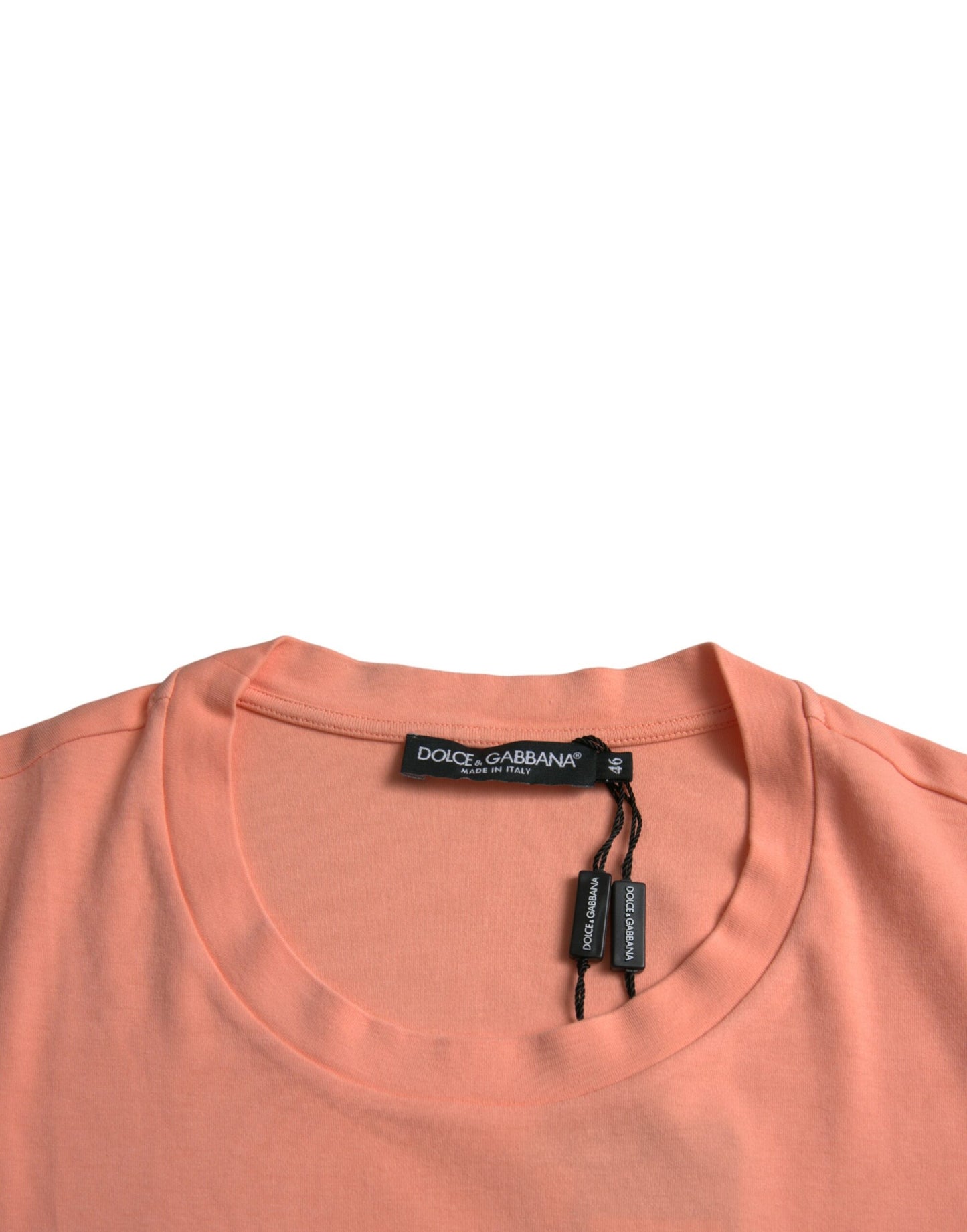 Dolce & Gabbana Coral Cotton Logo Print Short Sleeve T-shirt