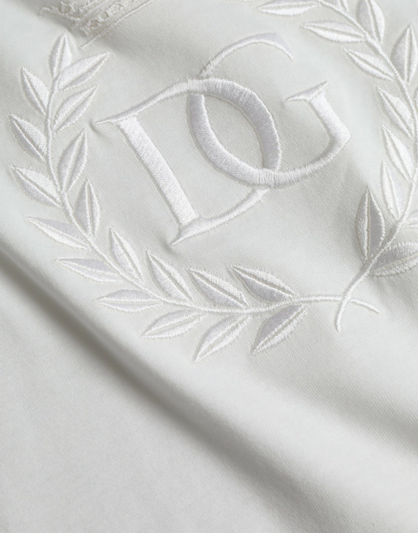 Dolce & Gabbana White Logo Embossed Cotton Crewneck T-shirt