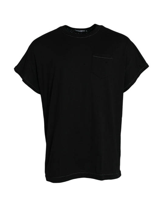Dolce & Gabbana Black Cotton Round Neck Short Sleeve T-shirt
