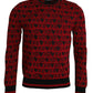 Dolce & Gabbana Red Black XOXO Crew Neck Pullover Sweater