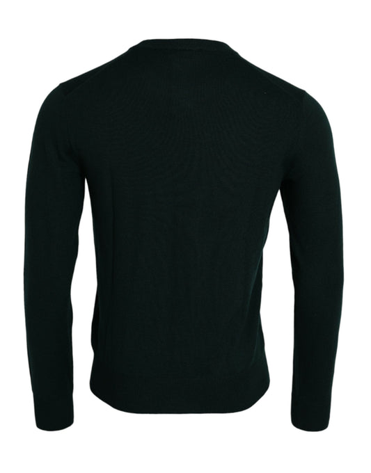 Dolce & Gabbana Dark Green Crown Crew Neck Pullover Sweater