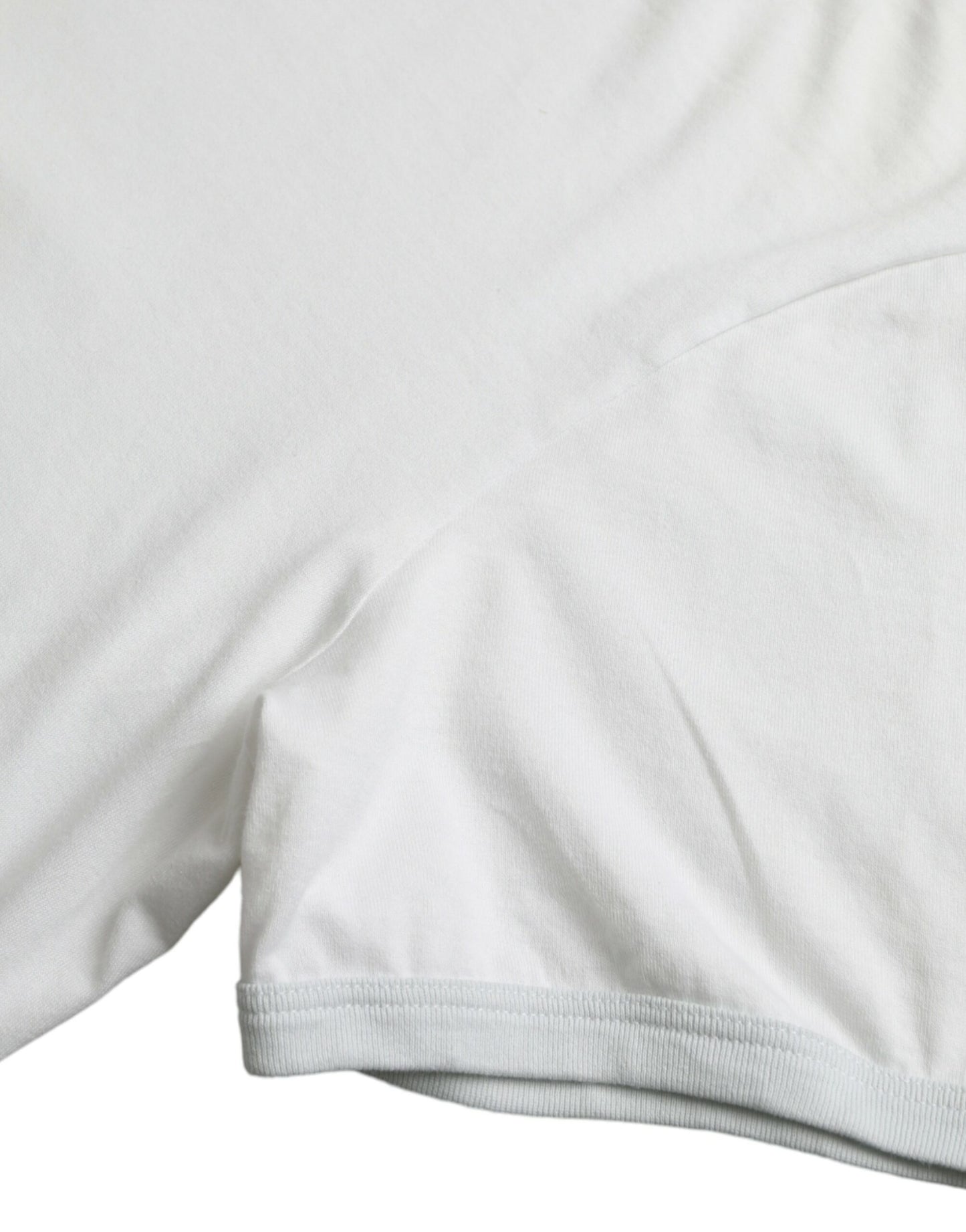 Dolce & Gabbana White Cotton Round Neck Short Sleeve T-shirt