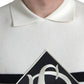 Dolce & Gabbana White DG Logo Collared Henley Shirt T-shirt