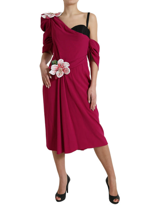 Dolce & Gabbana Elegant Purple Silk Midi Sheath Dress