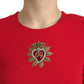 Dolce & Gabbana Elegant Red Bodycon Mini Dress with Sacred Heart