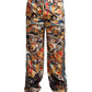 Dolce & Gabbana Elegant Satin Track Pants in Multicolor Marble