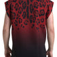 Dolce & Gabbana Red Leopard Print Cotton Tank Top