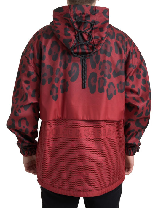 Dolce & Gabbana Radiant Red Leopard Print Hooded Jacket