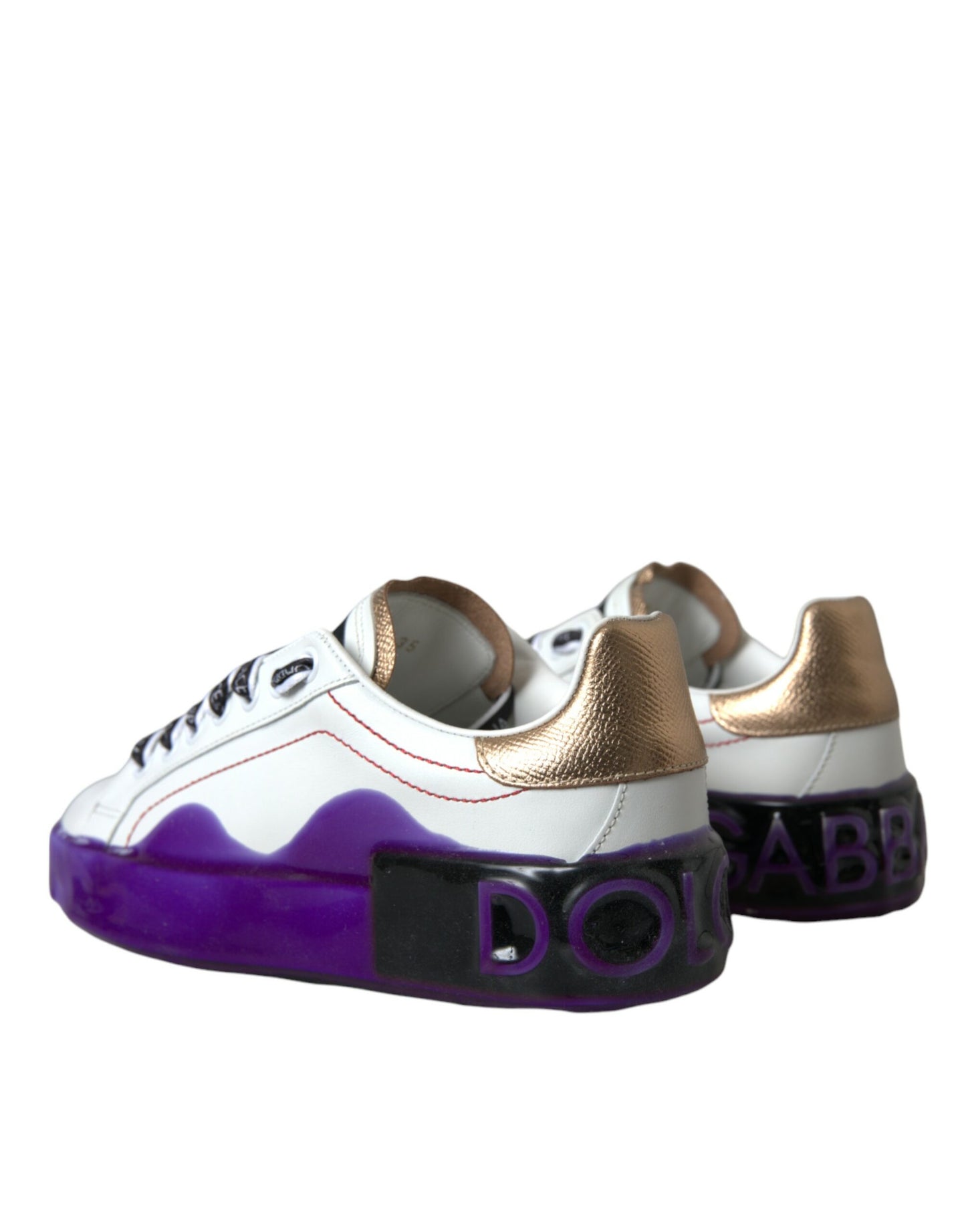 Dolce & Gabbana White Leather Portofino Low Top Sneakers Shoes