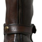Dolce & Gabbana Elegant Brown Leather Mid-Calf Biker Boots
