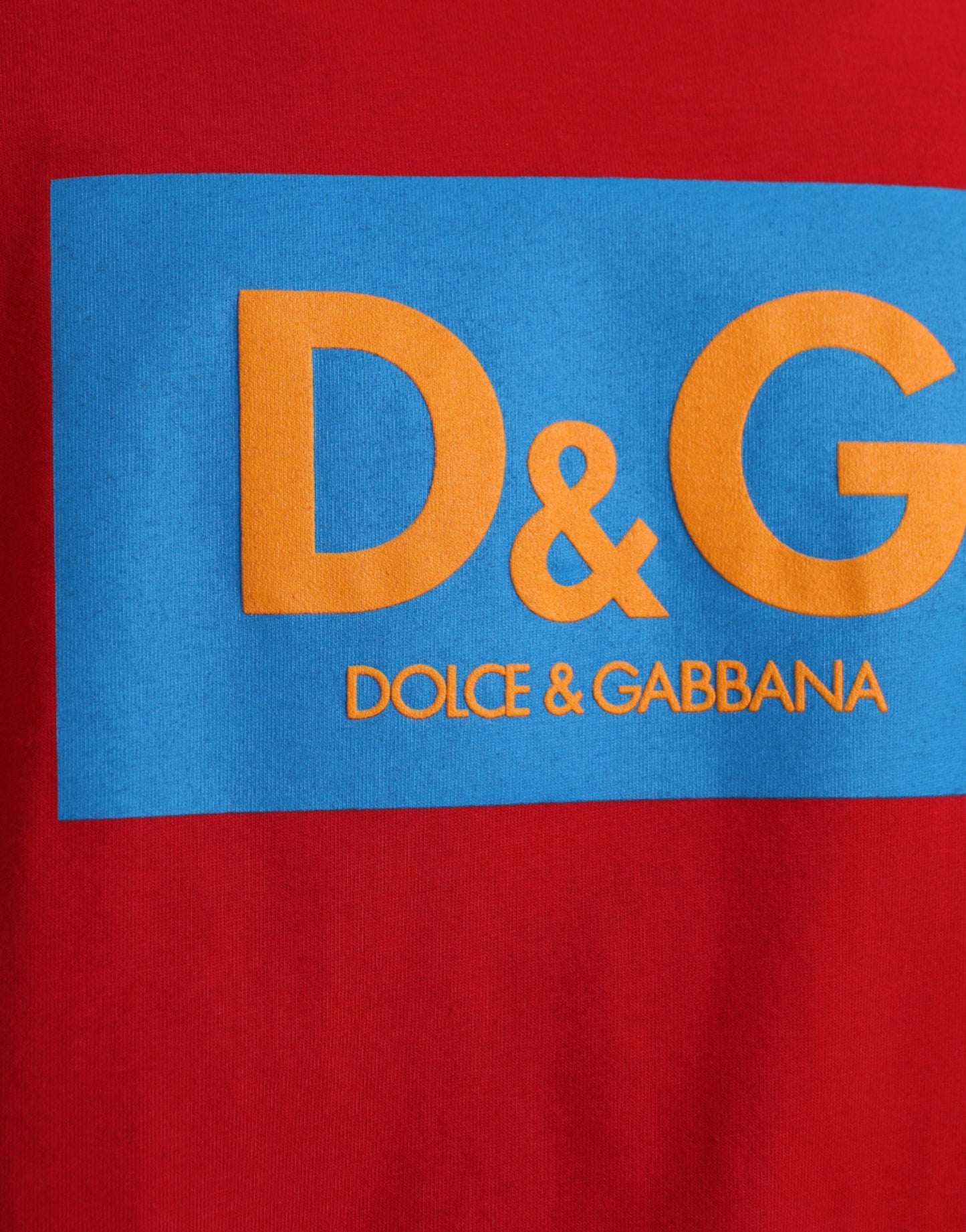 Dolce & Gabbana Red Logo Print Cotton Crew Neck T-shirt
