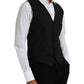 Dolce & Gabbana Black Wool Formal Dress Waistcoat Vest