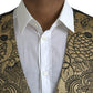 Dolce & Gabbana Gold Floral Jacquard Waistcoat Formal Vest