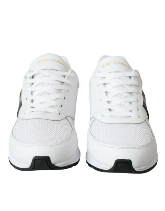 Dolce & Gabbana White Mesh Leather Low Top Trainers Sneakers Shoes