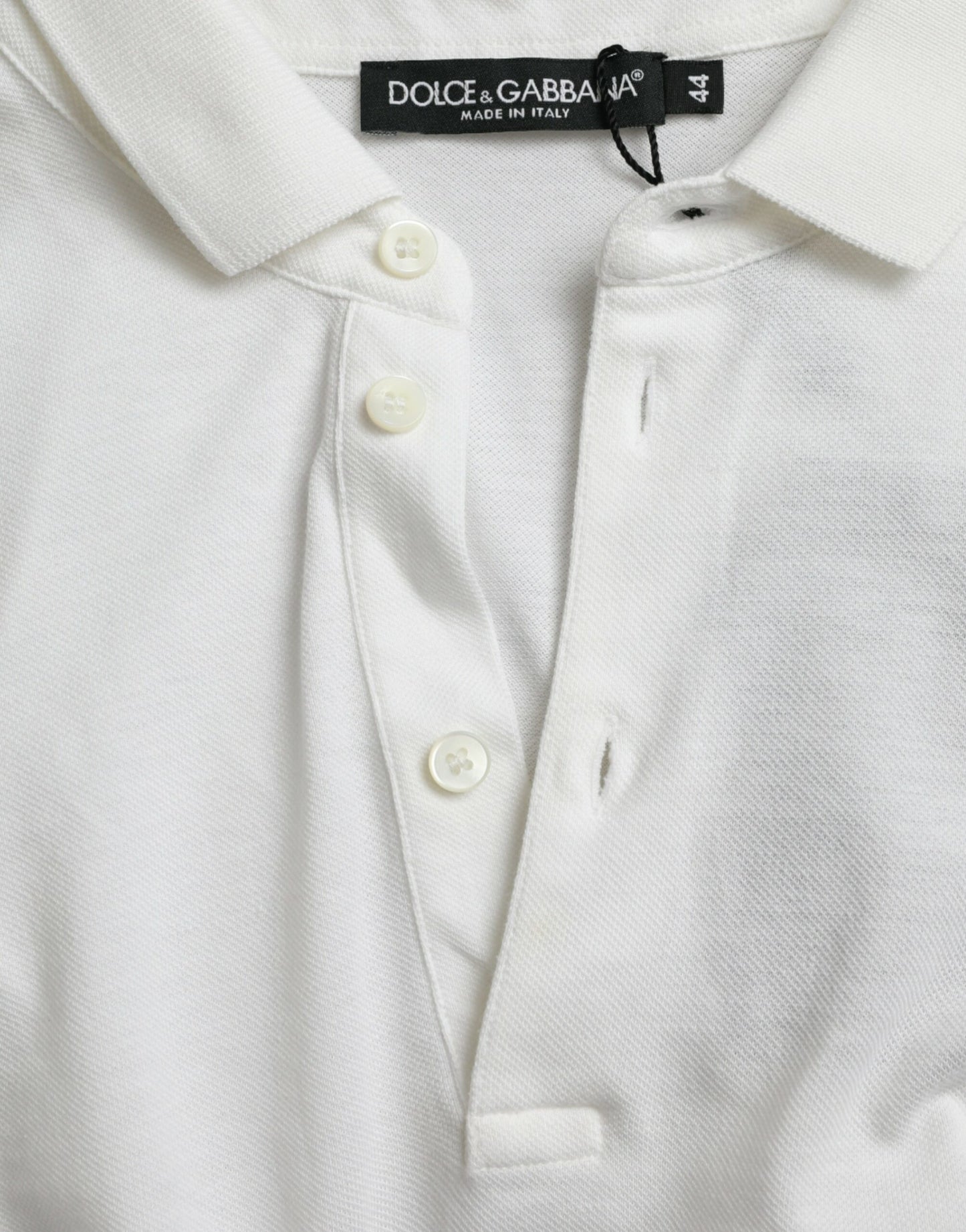 Dolce & Gabbana Crown Embroidered White Cotton Polo