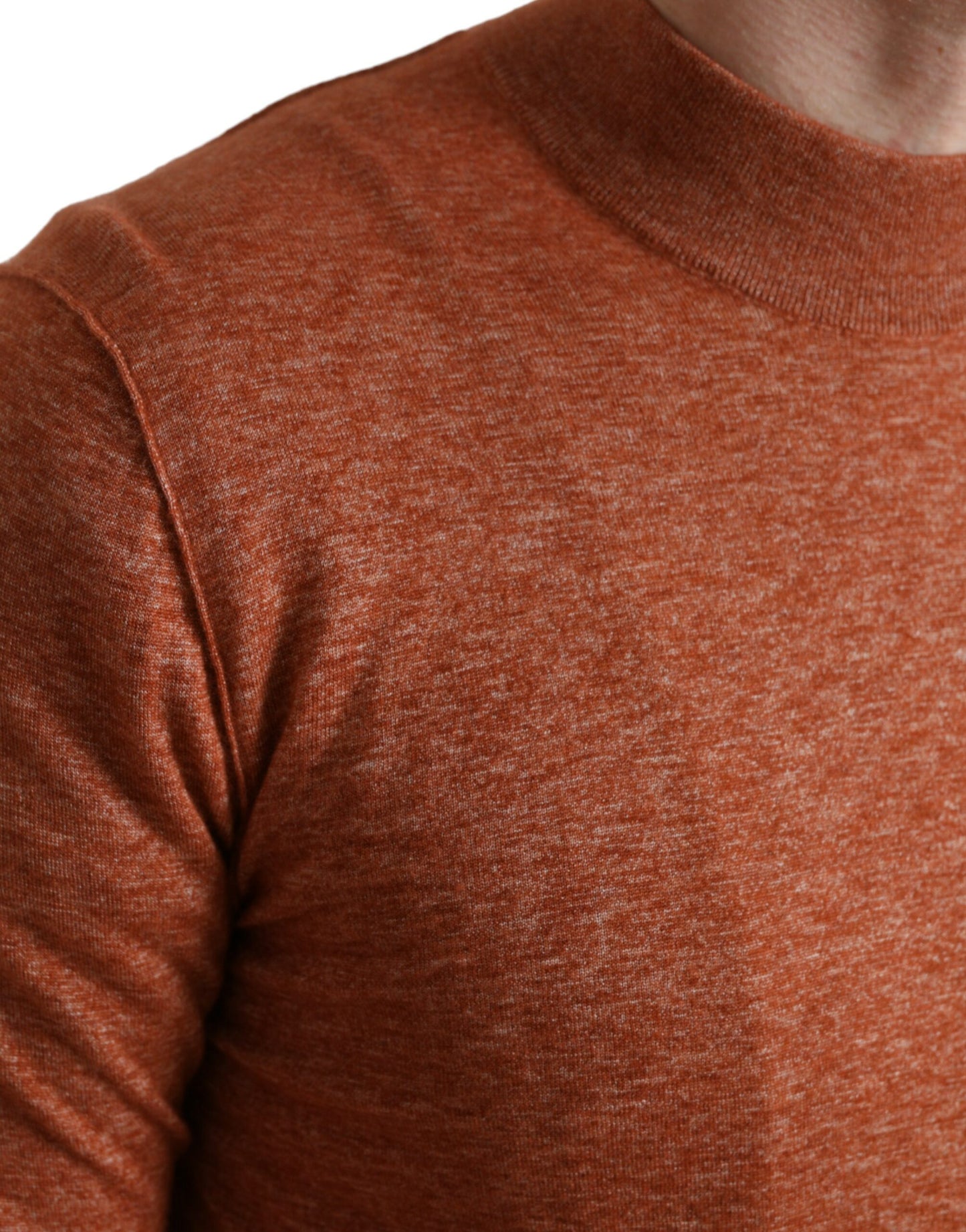 Dolce & Gabbana Silk-Cashmere Orange Crew Neck Sweater