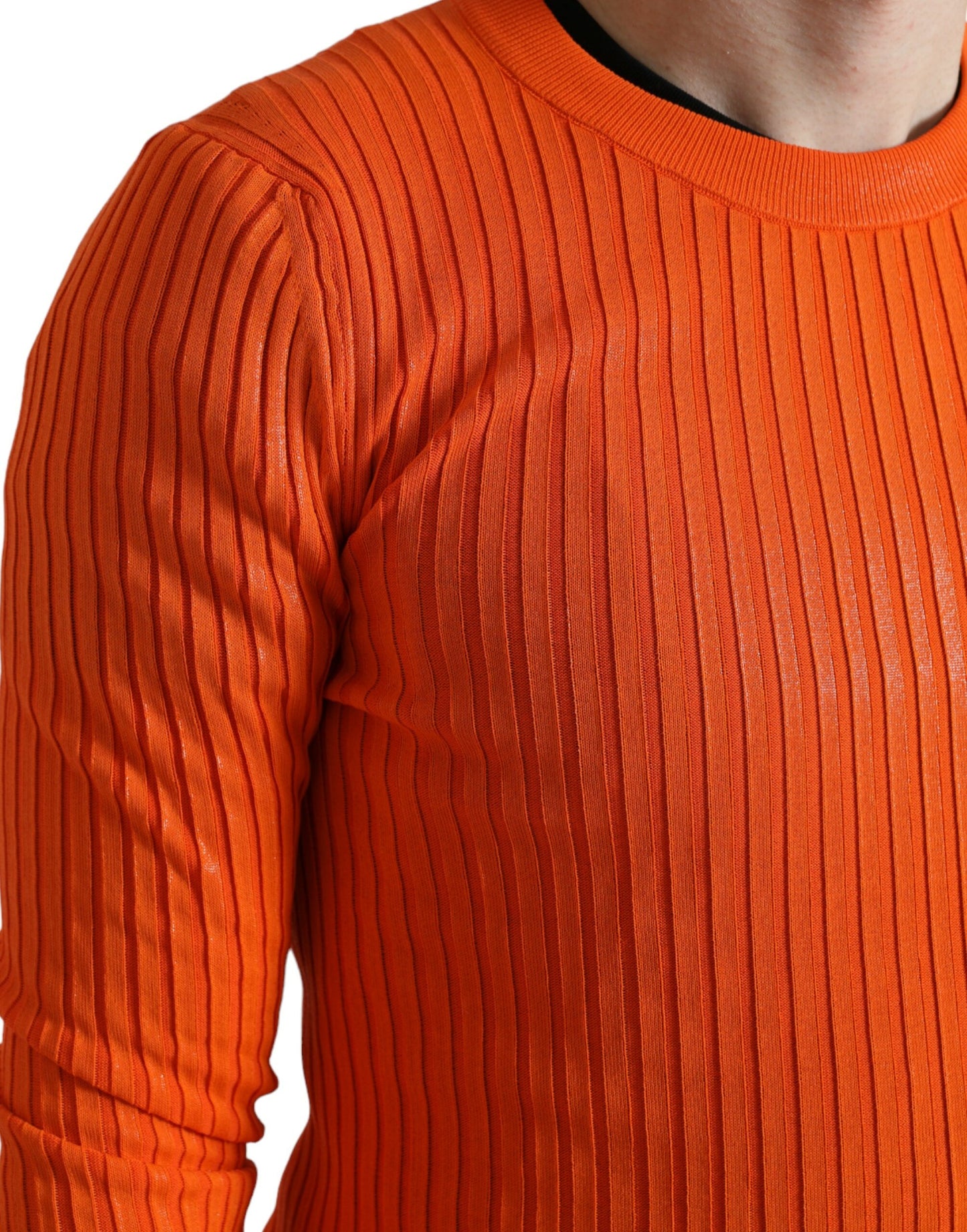 Dolce & Gabbana Sleek Sunset Orange Knitted Pullover Sweater