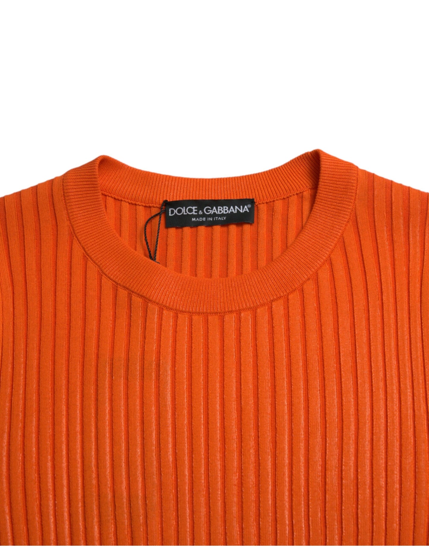 Dolce & Gabbana Sleek Sunset Orange Knitted Pullover Sweater