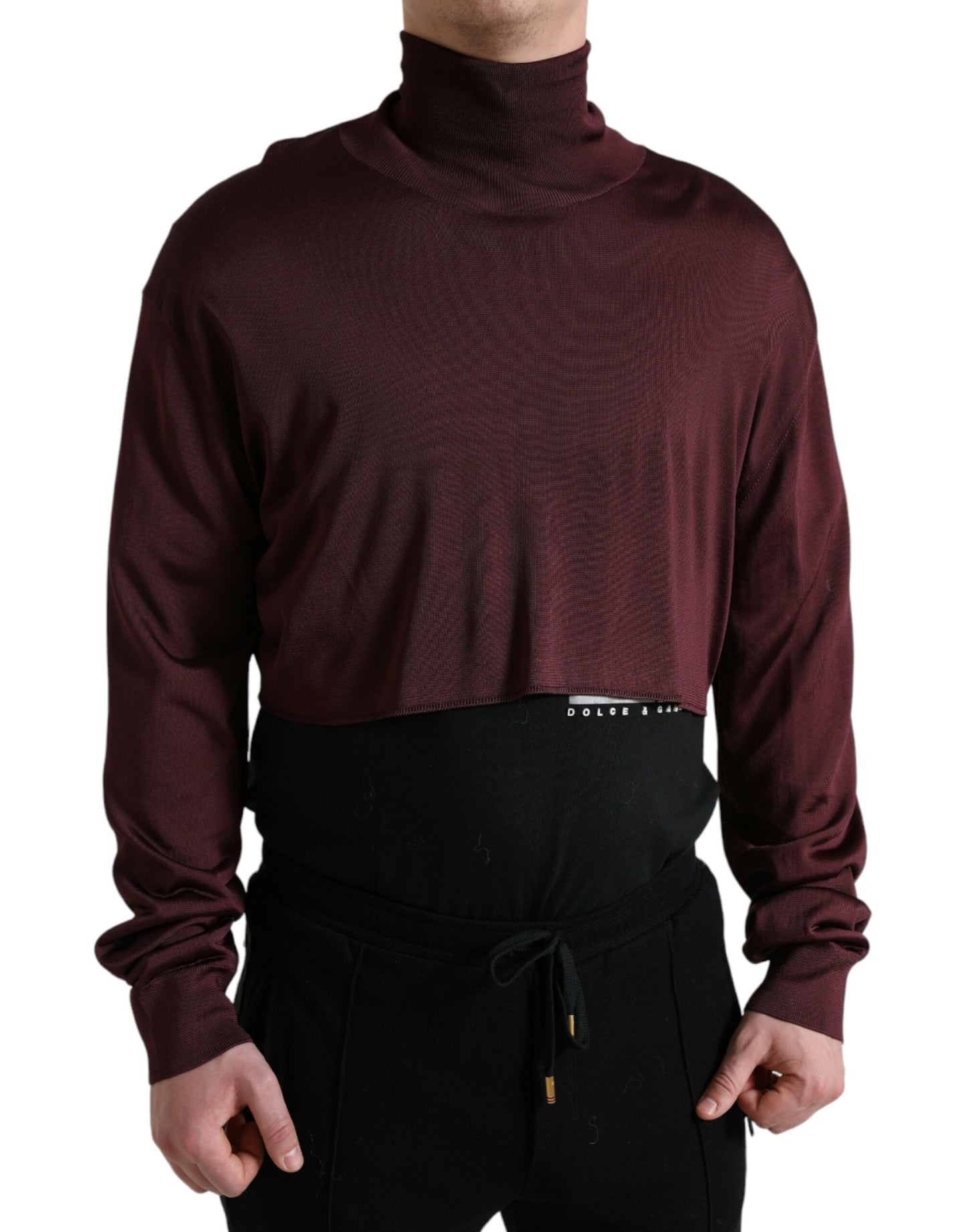 Dolce & Gabbana Maroon Turtleneck Viscose Sweater