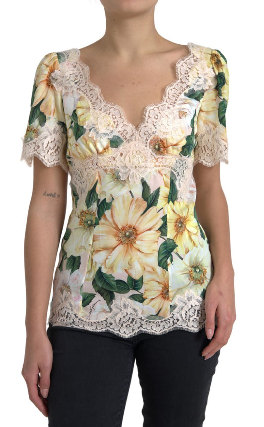 Dolce & Gabbana Elegant Floral Print Silk Blouse