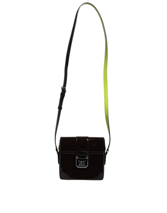 Dolce & Gabbana Black Glossy Leather Crossbody Shoulder Bag