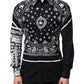 Dolce & Gabbana Black White Bandana Print Slim Cotton Shirt