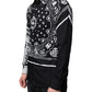 Dolce & Gabbana Black White Bandana Print Slim Cotton Shirt