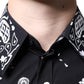 Dolce & Gabbana Black White Bandana Print Slim Cotton Shirt