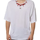 Dolce & Gabbana White Cotton Necklace Embellished T-shirt