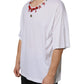 Dolce & Gabbana White Cotton Necklace Embellished T-shirt