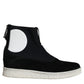 Alexander McQueen Black White Neoprene Takeshi Mid Calf Boots Shoes