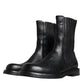 Dolce & Gabbana Black Horse Leather Mid Calf Boots Shoes