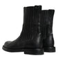 Dolce & Gabbana Black Horse Leather Mid Calf Boots Shoes