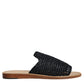 Dolce & Gabbana Black Monochrome Braided Raffia Slides Shoes