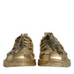 Dolce & Gabbana Gold Stretch Lace Up NS1 Sneakers Shoes