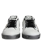 Dolce & Gabbana White Silver Crystal Logo Portofino Sneakers Shoes