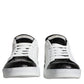 Dolce & Gabbana Black Leather Logo Portofino Sneaker Shoes