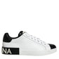 Dolce & Gabbana Black Leather Logo Portofino Sneaker Shoes