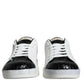 Dolce & Gabbana Black Leather Logo Portofino Sneaker Shoes