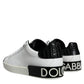 Dolce & Gabbana Black Leather Logo Portofino Sneaker Shoes