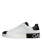 Dolce & Gabbana Black Leather Logo Portofino Sneaker Shoes