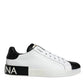 Dolce & Gabbana Black Leather Logo Portofino Sneaker Shoes