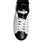 Dolce & Gabbana Black Leather Logo Portofino Sneaker Shoes