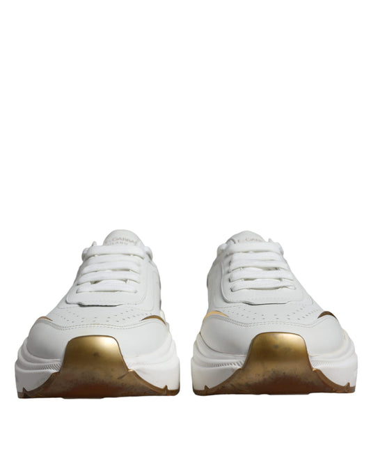 Dolce & Gabbana White Gold DAYMASTER Leather Sneakers Shoes