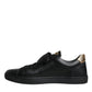 Dolce & Gabbana Black Leather Heart Low Top Casual Sneaker Shoes